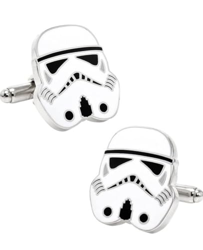 Movie Design kompatibel für Star Wars Stormtrooper Manschettenknöpfe für Männer Kupfer Farbe Silber Link Handgelenk, S, Metall, Lackiert von SUMA SHOP