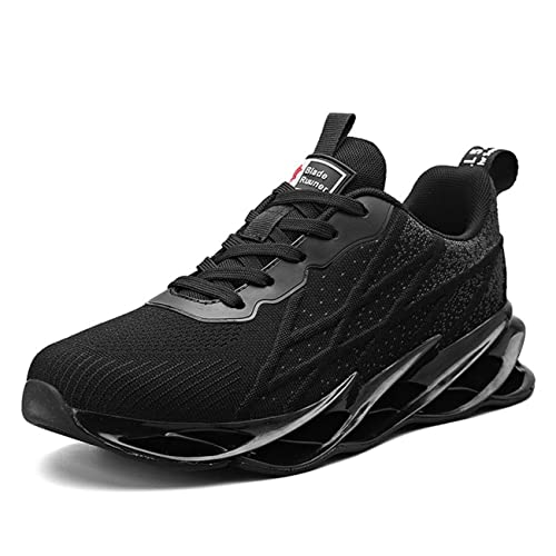 Herren Laufschuhe Leichte Sportschuhe Atmungsaktiv Turnschuhe Joggingschuhe Schnürer Straßenlaufschuhe Running Sneakers Jogging Cycling Fitness Gym black46 von Sumateng