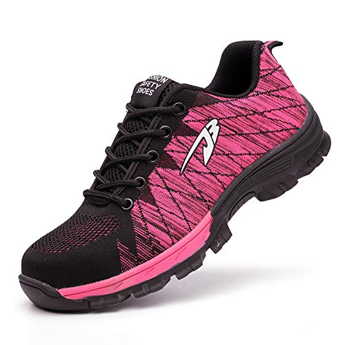 Sumateng Sicherheitsschuhe Arbeitsschuhe Herren Damen Leicht Stahlkappenschuhe Sportlich Schutzschuhe Atmungsaktiv Schuhe mit Stahlkappe 536 Pink 46 von Sumateng