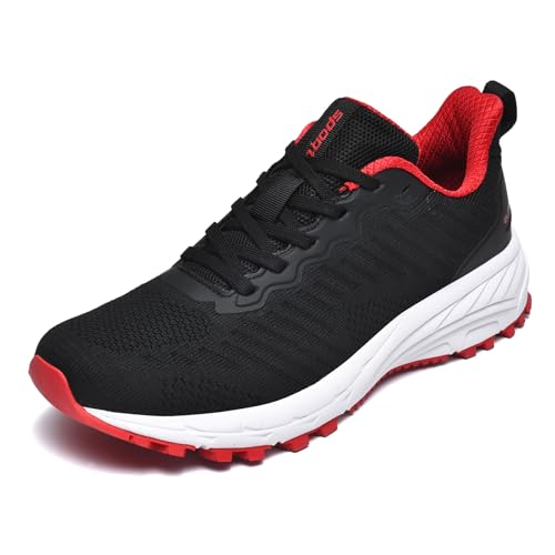 Sumateng Sneaker Herren Sportschuhe rutschfest Atmungsaktiv Laufschuhe Damen Turnschuhe Leichte Schuhe Gym Fitness Joggen Laufen Casual Sneakers Black Red 38 EU von Sumateng