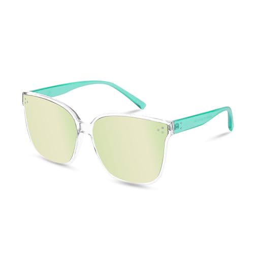 Sumato Damen-Sonnenbrille, Oversized Übergroß, Trendy Spiegelnden Linsen und UV400-Abschirmung (Minzgrün) von Sumato