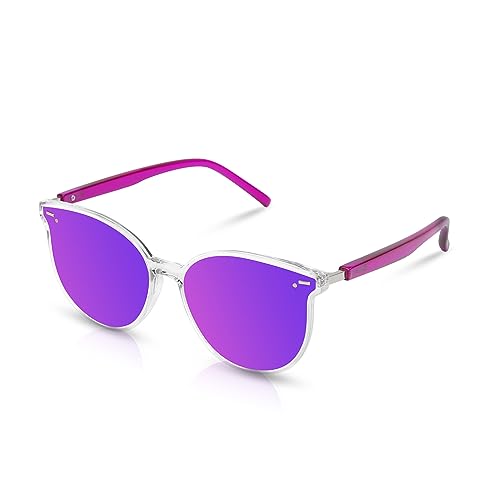 Sumato Retro Runde Sonnenbrille für Damen, Violett mit klassischem trendigem Rahmen, UV400 Schutzbrille von Sumato
