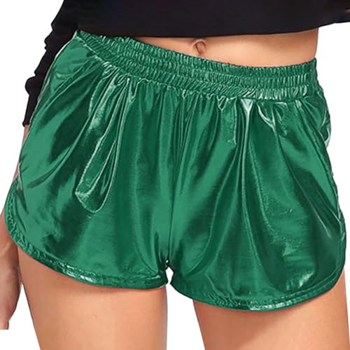 Damen Metallic Shorts Damen Pailletten Short Glänzend Hotpants Glitzer Kurze Hosen Yogashorts Tanzshorts Chic Mode Sommer Casual Shorts Sexy Nachtclub Kurze Hose Club Festivals Outfits von Sumeiwilly