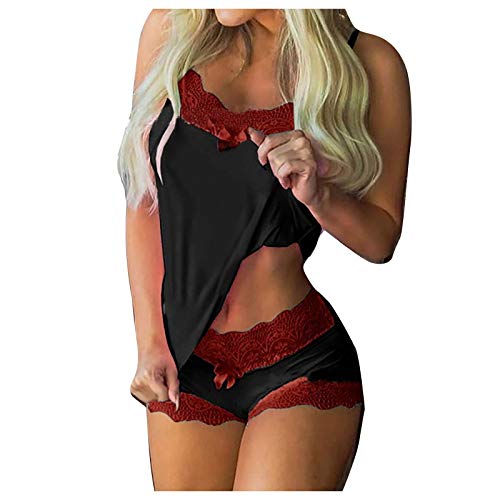 Pyjama Damen Sommer Sexy Seide Pyjama Damen Satin-Pyjama Sexy Schlafshirt Nachthemd Nachtwäsche Pyjama Set Schlafanzug Sexy Kunstseide Satin-Pyjama Satin Übergroß Pyjama Set Negligee Pyjama-Sets von Sumeiwilly