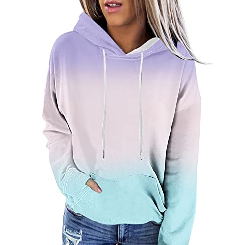 Sumeiwilly Sweatshirt Damen Schwarz Pullover Sweatshit Sweatjacke Sweater Funktionsshirt Kapuzenpullover Hoodie Pulli Tasche Übergroße Vintage Hooded Gradient Ethnischen Plus Sizerundhalssweatshirt von Sumeiwilly