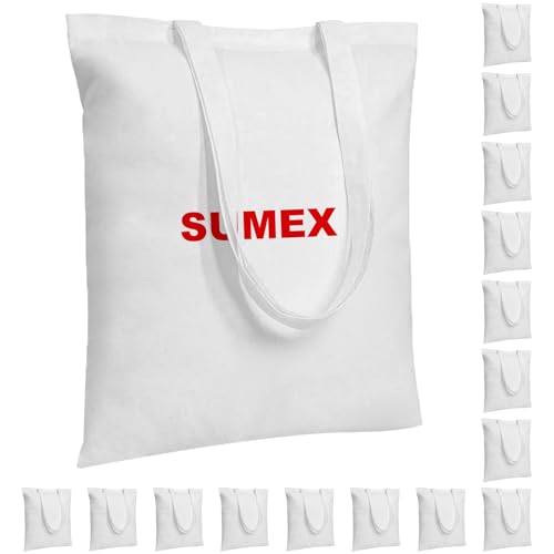 Sumex Sublimation Blanks Canvas Tote Bags Bulk,16 Pack 14"×16" Polyester wiederverwendbare Einkaufs Leinwand Tasche für Hitze Presse von Sumex