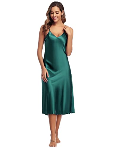 Sumeyuyu Damen Nachthemd Satin, Negligee Kurze Nachthemden V-Ausschnitt, Sexy Nachtwäsche Trägerkleid Sleepwear von Sumeyuyu