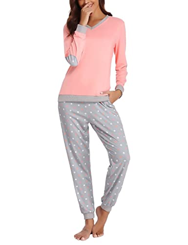 Sumeyuyu Schlafanzug Damen Lang Winter Pyjama Set Baumwolle Langarm Nachtwäsche Hausanzug Zweiteiliger Nachtwäsche von Sumeyuyu