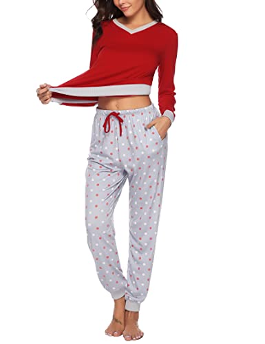 Sumeyuyu Schlafanzug Damen Lang Winter Pyjama Set Baumwolle Langarm Nachtwäsche Hausanzug Zweiteiliger Nachtwäsche von Sumeyuyu