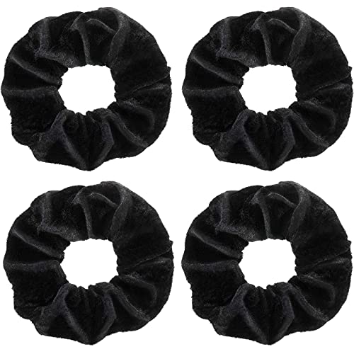 4 Stücke Schwarz Samt Haargummis Elastisch Haarbänder Seile Bommel Weiche Pferdeschwanz Halter Haarschmuck für Frauen Mädchen von Sumind