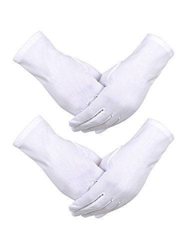 Sumind 2 Pairs Nylon Cotton Gloves White Uniform Gloves Tuxedo Gloves Formal Police Gloves Guard Parade Glove von Sumind