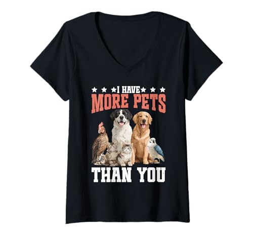 Damen I Have More Pets Than You Imker Honey Witze T-Shirt mit V-Ausschnitt Damen I Have More Pets Than You Imker Honey Witze T-Shirt mit V-Ausschnitt von Summe Crew Imkere Zitate