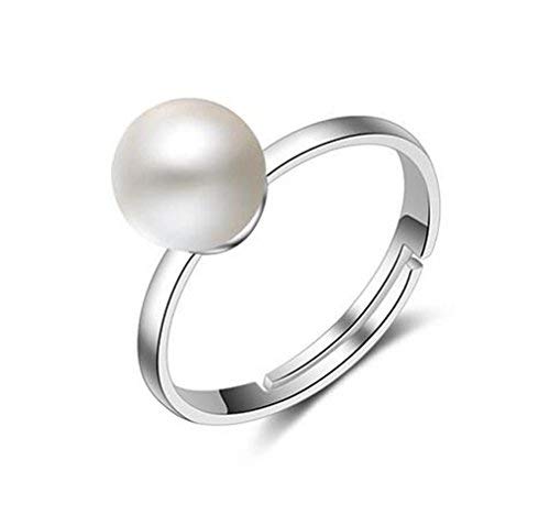 Summens Damen Ringe Partnerringe 925 Sterling Silber Verstellbar 8MM Perlen-Ringe Personalisierte Eröffnungringe von Summens