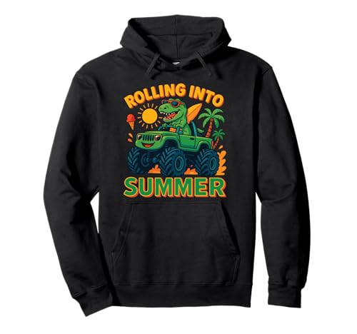 Rolling Into Summer Dinosaurier Monster Truck Beach Kids 2025 Pullover Hoodie Rolling Into Summer Dinosaurier Monster Truck Beach Kids 2025 Pullover Hoodie von Summer 2025 Beach Club