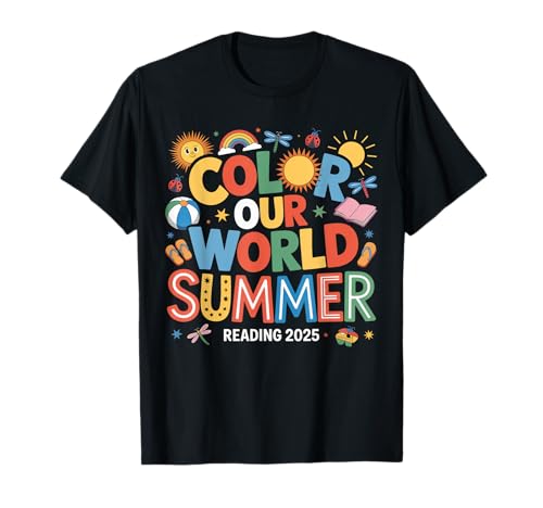Summer 2025 Book Fun Color Our World Kids Learning Time T-Shirt von Summer 2025 Reading Color Our World Book Lover