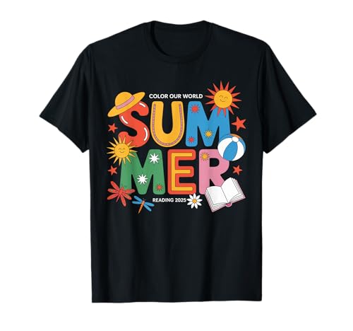Summer Reading 2025 Colorful Learning for Kids and Students T-Shirt von Summer 2025 Reading Color Our World Book Lover