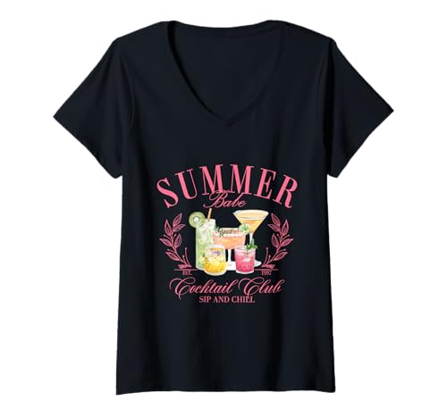 Damen Summer Babe Cocktailclub T-Shirt mit V-Ausschnitt Damen Summer Babe Cocktailclub T-Shirt mit V-Ausschnitt von Summer Babe Cocktail Club