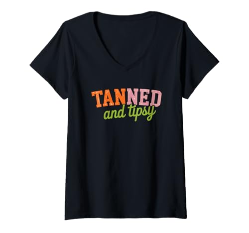 Damen Gebräunter und bescheidener Sommer-Strandspaß T-Shirt mit V-Ausschnitt Damen Gebräunter und bescheidener Sommer-Strandspaß T-Shirt mit V-Ausschnitt von Summer Beach Fun Vacation Vibes Relax