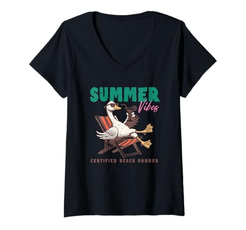 Damen Von Summer Vibes zertifizierte Beach Honker Fun Duck T-Shirt mit V-Ausschnitt Damen Von Summer Vibes zertifizierte Beach Honker Fun Duck T-Shirt mit V-Ausschnitt von Summer Beach Vibes Fun Relaxing Outdoor Sun Style