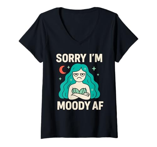 Damen Mürrische Meerjungfrau sarkastische Meereshexe Ozean Humor Küstengeschenk T-Shirt mit V-Ausschnitt Damen Mürrische Meerjungfrau sarkastische Meereshexe Ozean Humor Küstengeschenk T-Shirt mit V-Ausschnitt von Summer Beach Witch Moody Mermaid Sea Witch Club