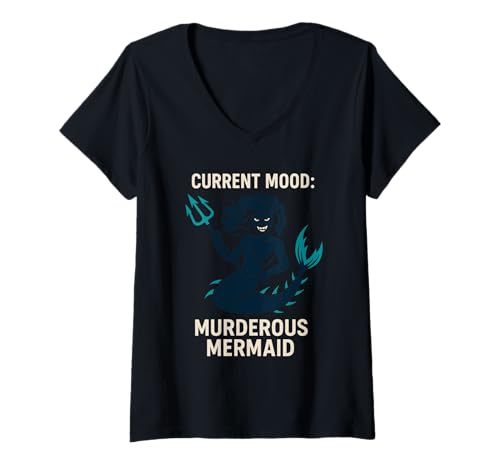 Damen Mürrische Meerjungfrau sarkastische Meereshexe Ozean Humor Küstengeschenk T-Shirt mit V-Ausschnitt Damen Mürrische Meerjungfrau sarkastische Meereshexe Ozean Humor Küstengeschenk T-Shirt mit V-Ausschnitt von Summer Beach Witch Moody Mermaid Sea Witch Club