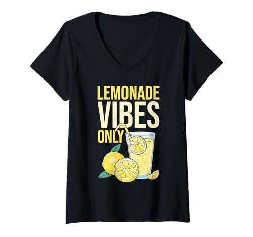 Damen Lemonade Vibes Only Sommer-Zitrus-Zitronenscheibe, cool T-Shirt mit V-Ausschnitt Damen Lemonade Vibes Only Sommer-Zitrus-Zitronenscheibe, cool T-Shirt mit V-Ausschnitt von Summer Citrus Lemonade Vibes Only Lemon Slice