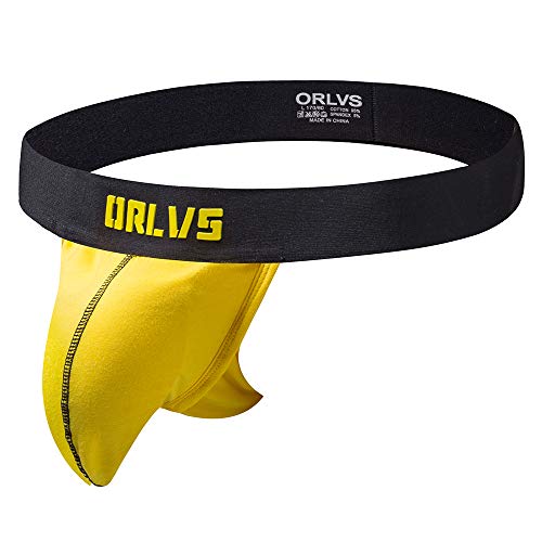 Summer Code Baumwolle Jockstrap Herren Sportunterwäsche Sport Suspensorium Männer String Tanga, Gelb, M von Summer Code