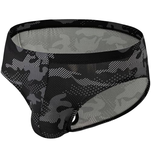 Summer Code Herren Bikini Micro Mesh Slips Weiche Atmungsaktive Unterwäsche Elastischer Bund Unterhosen, Schwarz, XXL von Summer Code