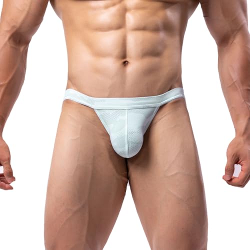 Summer Code Herren Bikini Slips Atmungsaktiv Weich Micro Mesh Unterwäsche Männer Bequeme Niedrige Taille Unterhosen, Grau, XL von Summer Code