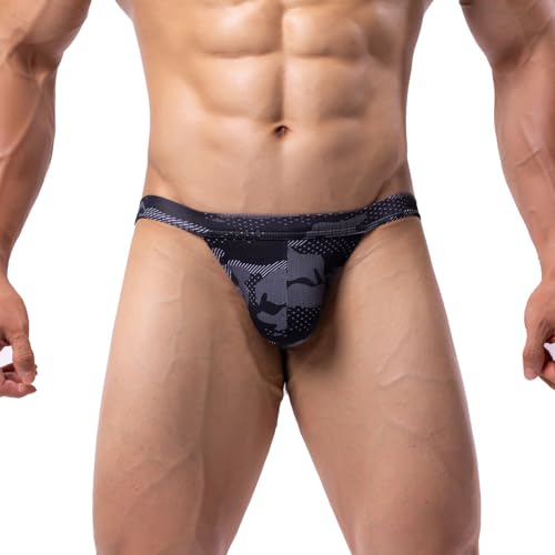 Summer Code Herren Bikini Slips Atmungsaktiv Weich Micro Mesh Unterwäsche Männer Bequeme Niedrige Taille Unterhosen, Schwarz, L von Summer Code