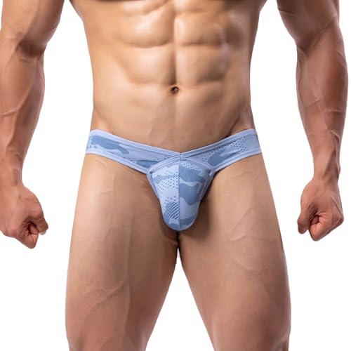 Summer Code Herren Bikini Slips Pouch Unterwäsche aus Mikronetz Männer Softbund Briefs Unterhosen, Blau, XXL von Summer Code