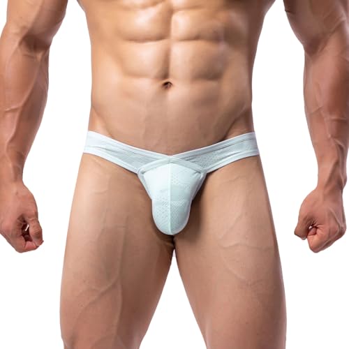 Summer Code Herren Bikini Slips Pouch Unterwäsche aus Mikronetz Männer Softbund Briefs Unterhosen, Grau, S von Summer Code