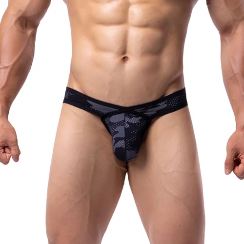Summer Code Herren Bikini Slips Pouch Unterwäsche aus Mikronetz Männer Softbund Briefs Unterhosen, Schwarz, XXL von Summer Code