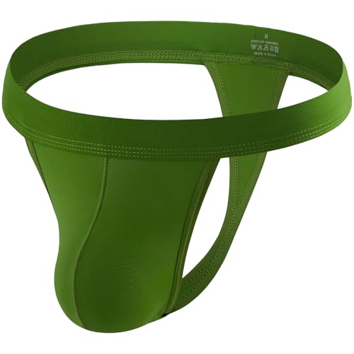 Summer Code Herren G String Tanga Bulge Pouch Slip Thong Low Rise T-Back Unterwäsche Weich Bikini Höschen, Grün, L von Summer Code
