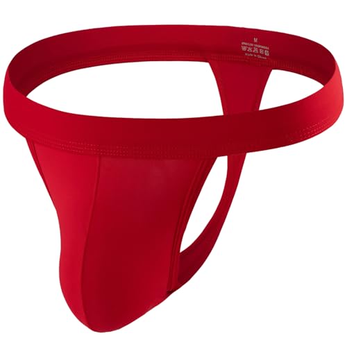 Summer Code Herren G String Tanga Bulge Pouch Slip Thong Low Rise T-Back Unterwäsche Weich Bikini Höschen, Rot, XL von Summer Code