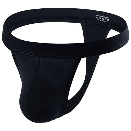 Summer Code Herren G String Tanga Bulge Pouch Slip Thong Low Rise T-Back Unterwäsche Weich Bikini Höschen, Schwarz, S von Summer Code