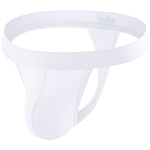 Summer Code Herren G String Tanga Bulge Pouch Slip Thong Low Rise T-Back Unterwäsche Weich Bikini Höschen, Weiß, S von Summer Code