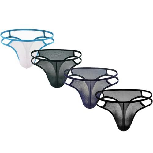 Summer Code Herren G String Tanga Männer Komfortabel und Stretch Slips Thong Unterhosen T-Back Bikini Unterwäsche, MehrfarbigA*4 M von Summer Code