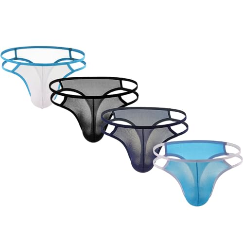 Summer Code Herren G String Tanga Männer Komfortabel und Stretch Slips Thong Unterhosen T-Back Bikini Unterwäsche, MehrfarbigB*4 L von Summer Code