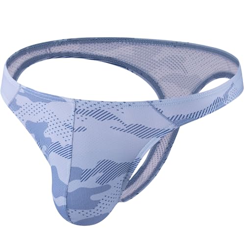Summer Code Herren G String Tanga Männer Low Rise Micro Mesh Tanga Unterwäsche T-Back Unterhose mit Stretch, Blau, XL von Summer Code