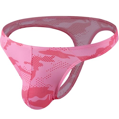Summer Code Herren G String Tanga Männer Low Rise Micro Mesh Tanga Unterwäsche T-Back Unterhose mit Stretch, Rosa, L von Summer Code