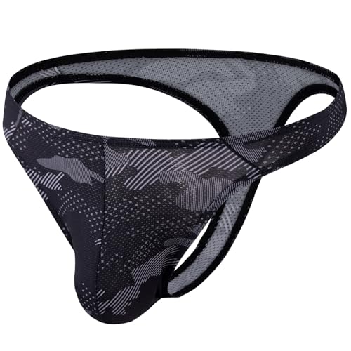 Summer Code Herren G String Tanga Männer Low Rise Micro Mesh Tanga Unterwäsche T-Back Unterhose mit Stretch, Schwarz, S von Summer Code