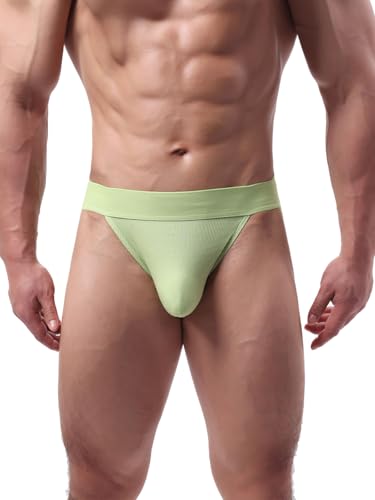 Summer Code Herren Slip Atmungsaktive Gerippte Unterhosen Stretch Dreiecksslip Herren Unterwäsche mit Elastischem Bund, Hellgrün, XL von Summer Code