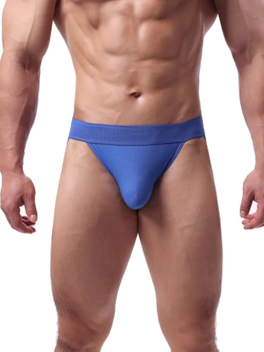 Summer Code Herren Slip Atmungsaktive Gerippte Unterhosen Stretch Dreiecksslip Herren Unterwäsche mit Elastischem Bund, Königsblau, XXL von Summer Code