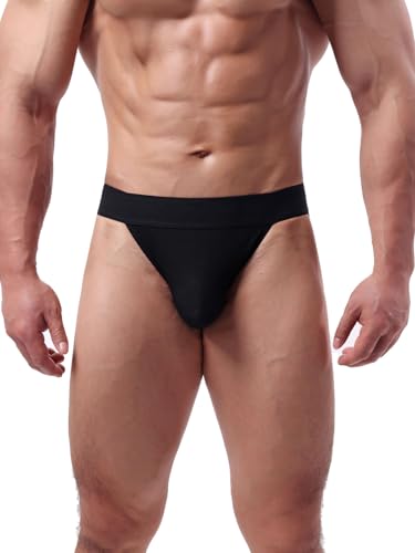 Summer Code Herren Slip Atmungsaktive Gerippte Unterhosen Stretch Dreiecksslip Herren Unterwäsche mit Elastischem Bund, Schwarz, L von Summer Code