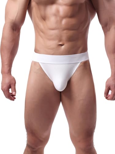 Summer Code Herren Slip Atmungsaktive Gerippte Unterhosen Stretch Dreiecksslip Herren Unterwäsche mit Elastischem Bund, Weiß, XL von Summer Code