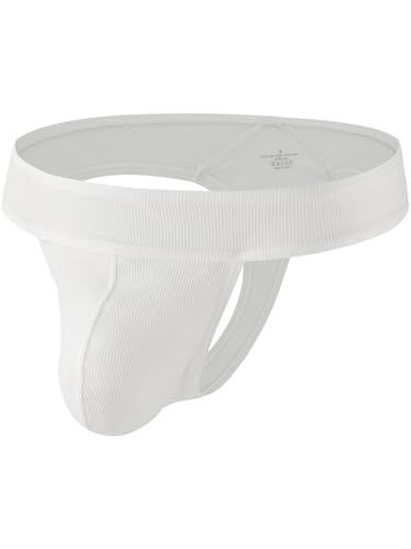 Summer Code Herren String Tanga Männer Gerippter niedrige Taille Tanga Unterwäsche Weich Pouch Unterhose T-Back G-Strings, Weiß, S von Summer Code