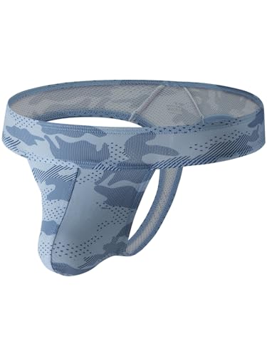 Summer Code Herren Tanga Micro Mesh Männer String Thong Atmungsaktive Unterwäsche mit Ausbuchtung Unterhosen, Blau, XL von Summer Code