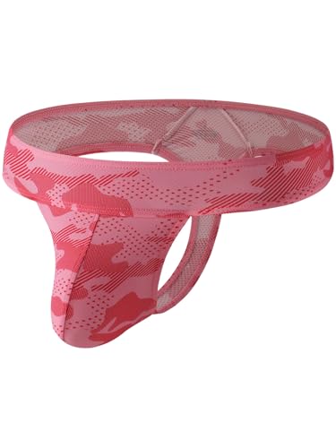 Summer Code Herren Tanga Micro Mesh Männer String Thong Atmungsaktive Unterwäsche mit Ausbuchtung Unterhosen, Rosa, L von Summer Code