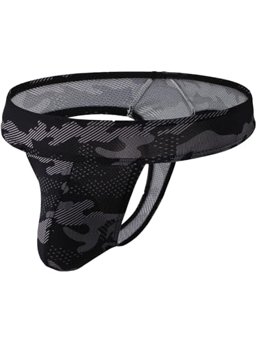 Summer Code Herren Tanga Micro Mesh Männer String Thong Atmungsaktive Unterwäsche mit Ausbuchtung Unterhosen, Schwarz, XL von Summer Code